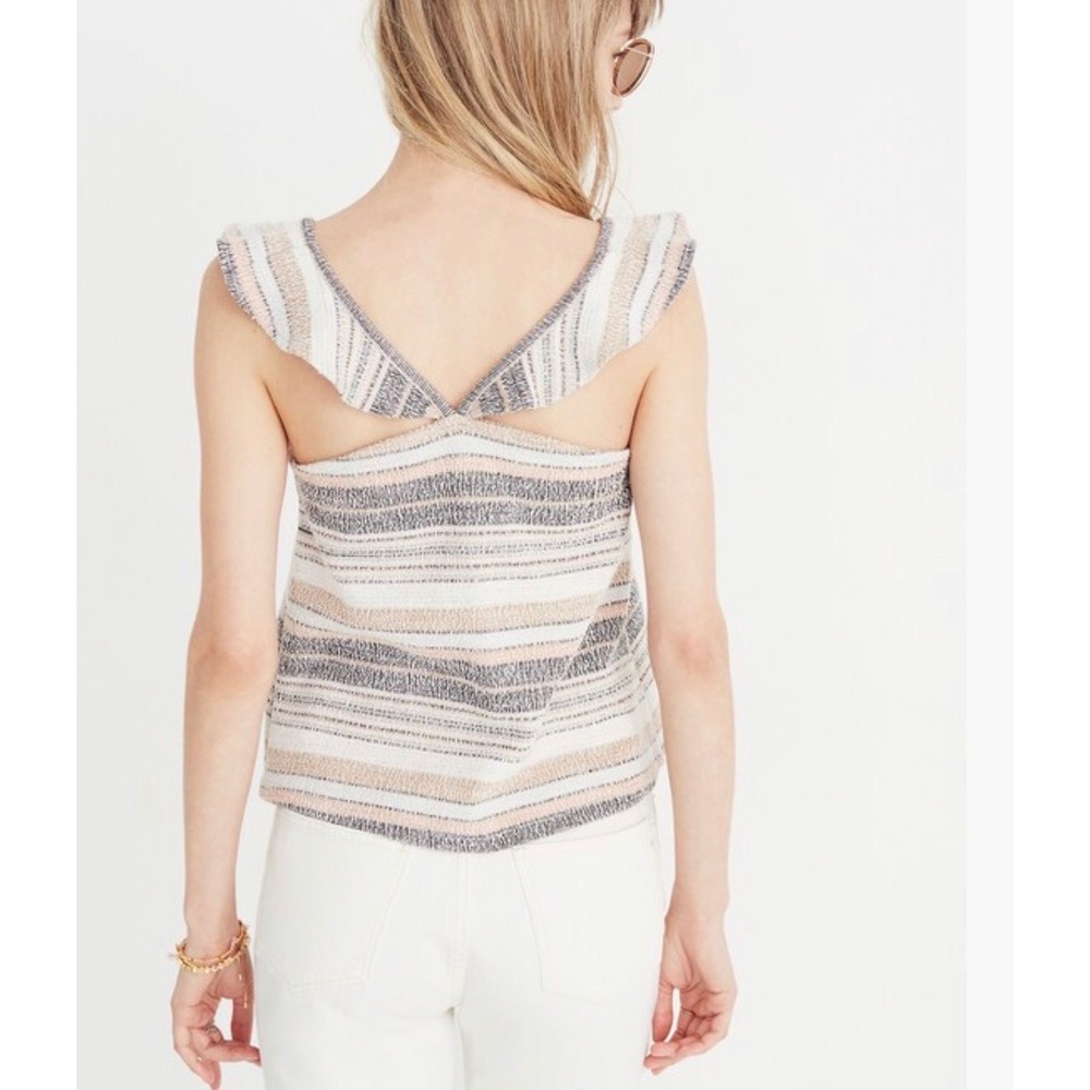 Madewell Texture & Thread Ruffle Strap Tank Top Size XL Boho Coastal NEW - Picture 2 of 12